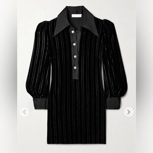 NWT Zimmermann Illustration crystal button metallic striped velvet mini dress 0